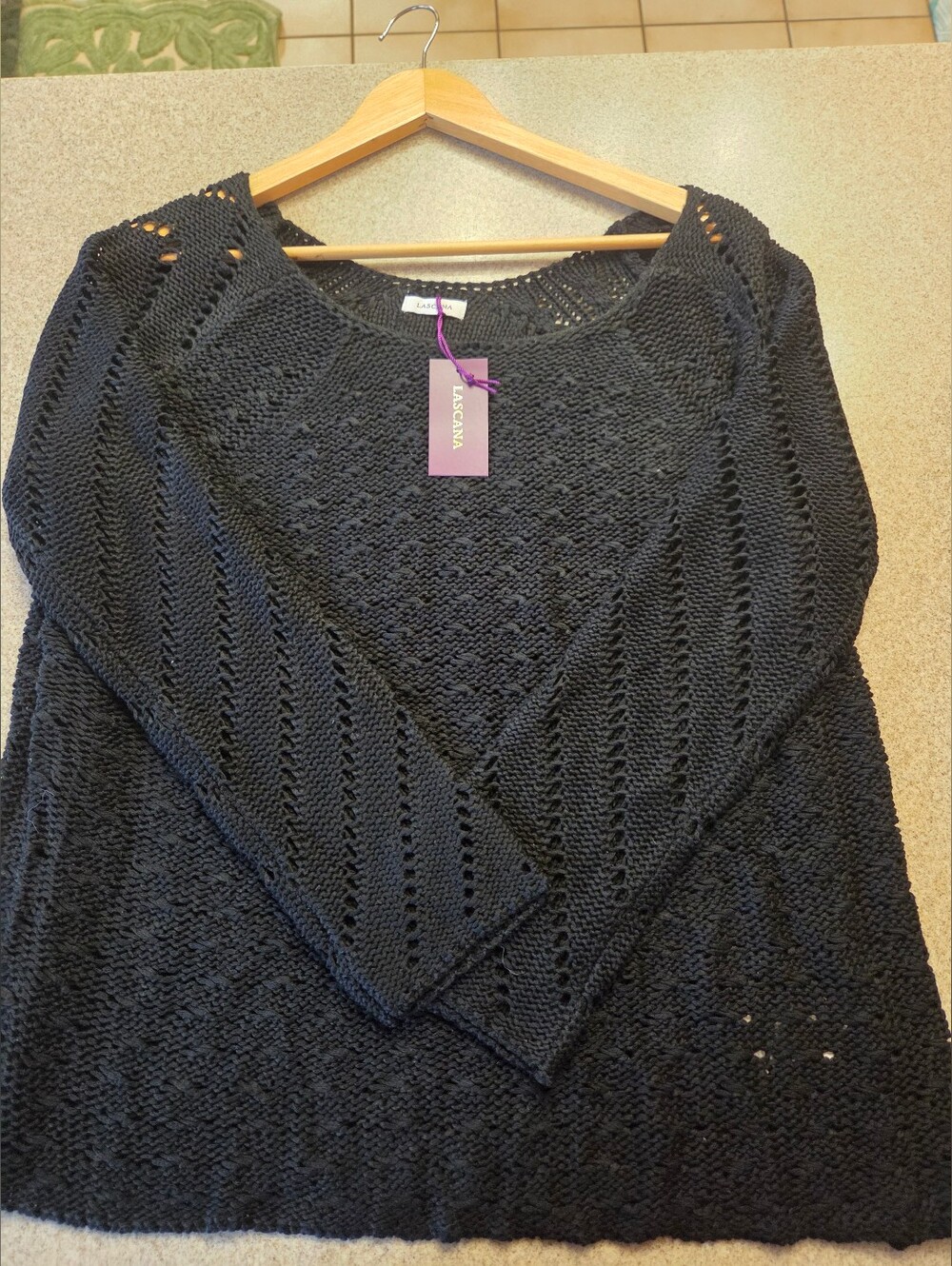 Lascana Black Open-Knit Women's Sweater NWT